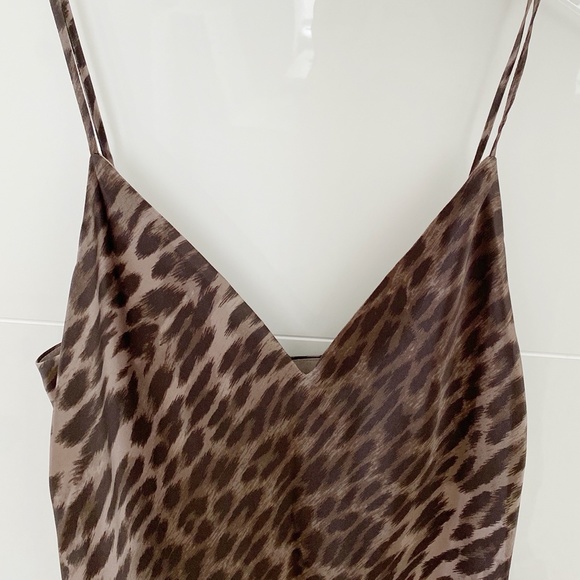 l'agence • jodie sauvage leopard animal print brown silk bias cut slip dress - Picture 6 of 10